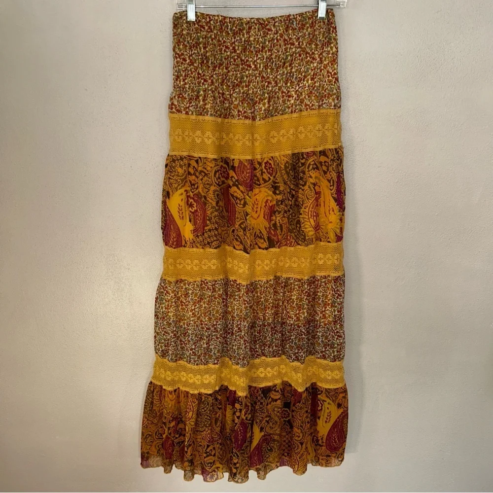 Envy Multicolor boho Floral Maxi strapless dress - Picture 1 of 3